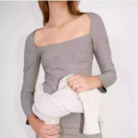 NWOT Zara Blogger Favorite Square Neck Houndstooth Long Sleeve Mini Dress Medium - Picture 2 of 9